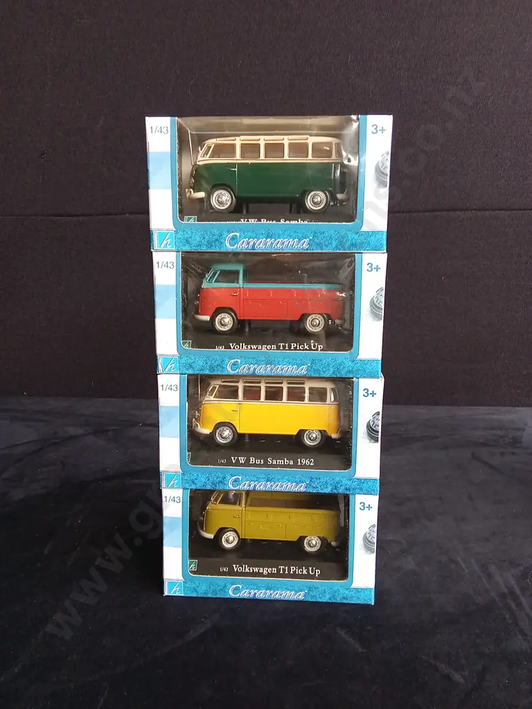 4 1:43 SCALE CARARAMA VOLKSWAGEN MODELS, BOXED Image 1++
