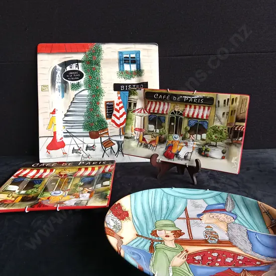 4 FRENCH STYLE DECORATIVE PLATES