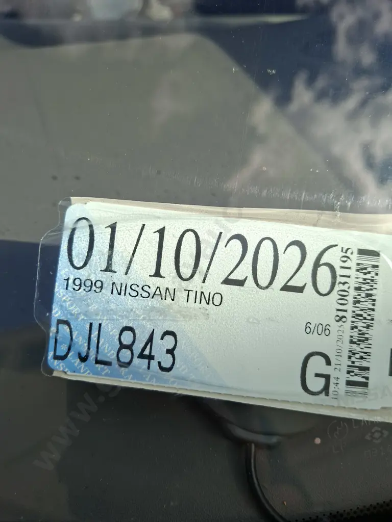 1999 NISSAN TINO REGISTRATION DJL843 WOF TO 17.6.26, REGISTERED TO 1.10.26 CVT COLUMN SHIFT AUTOMATIC TRANSMISSION Image 1++
