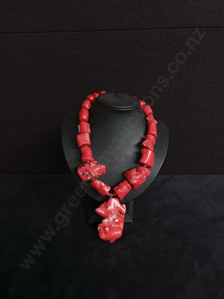 RED CORAL NECKLACE PURCHASED FROM VICTORIAN GUILT Image 1++
