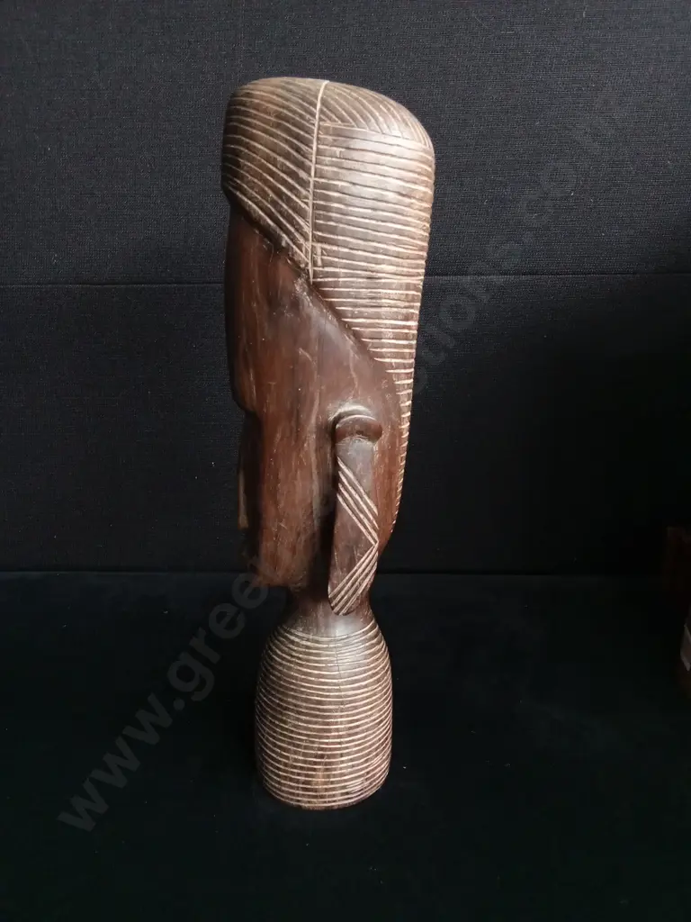 HAND CARVED AFRICAN WOOD SCULPTURE H 41CM Image 1++