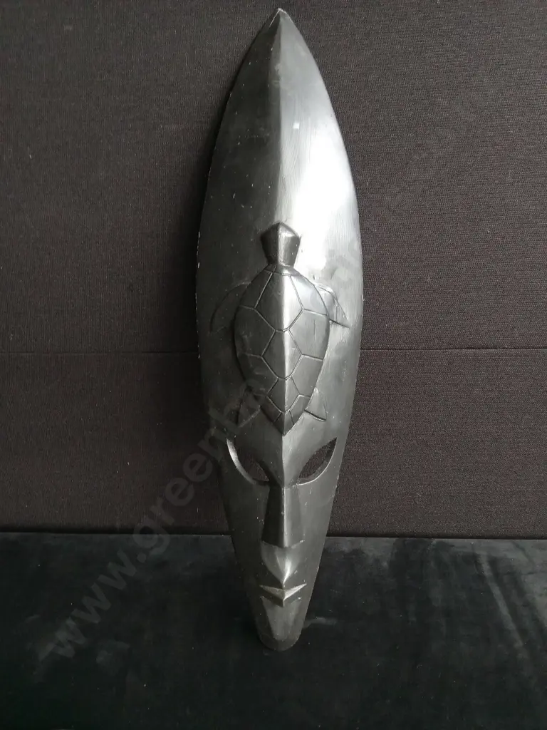 2 PIECES HAND CARVED TRIBAL WOODEN WALL MASKS Image 1++