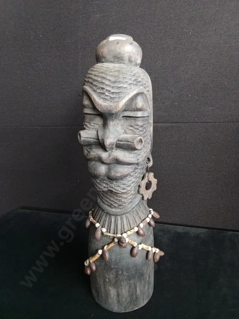 2 PIECES HAND CARVED WOODEN STATUES TALLEST H 65CM Image 1++