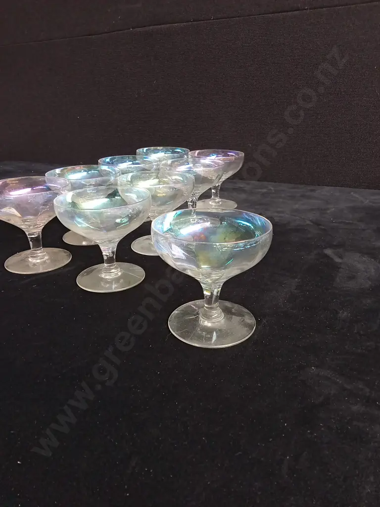 SET OF 10 VINTAGE IRIDESCENT CHAMPAGNE COUPES Image 1++