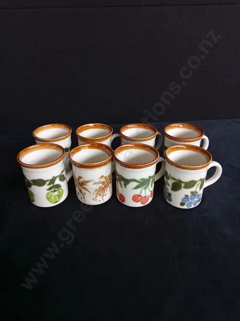 8 PIECES VINTAGE SET OF BILTONS HAND PAINTED MUGS Image 1++