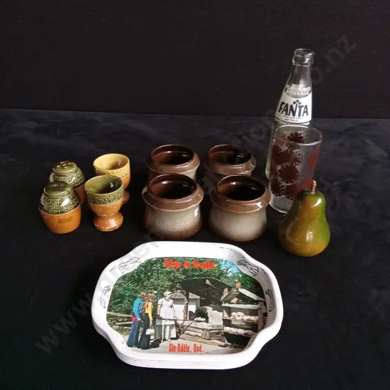 MIX OF KITCHENWARE, SALT AND PEPPER SHAKERS, EGG CUPS, ETC