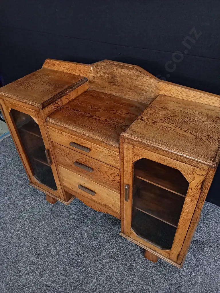 VINTAGE ART DECO OAK CABINET H 93CM X 1.2M W Image 1++