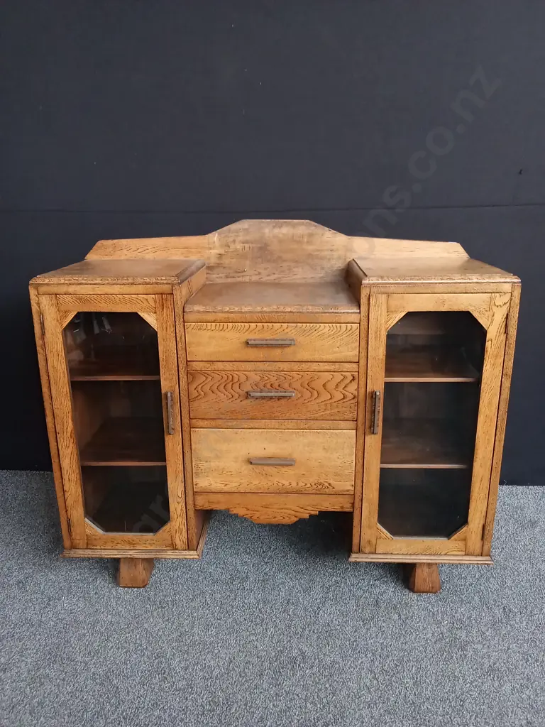VINTAGE ART DECO OAK CABINET H 93CM X 1.2M W Image 1++