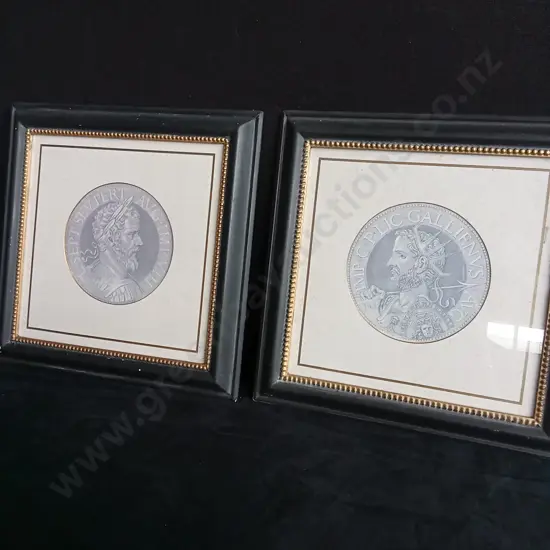 SET OF FRAMED ROMAN COIN PRINTS