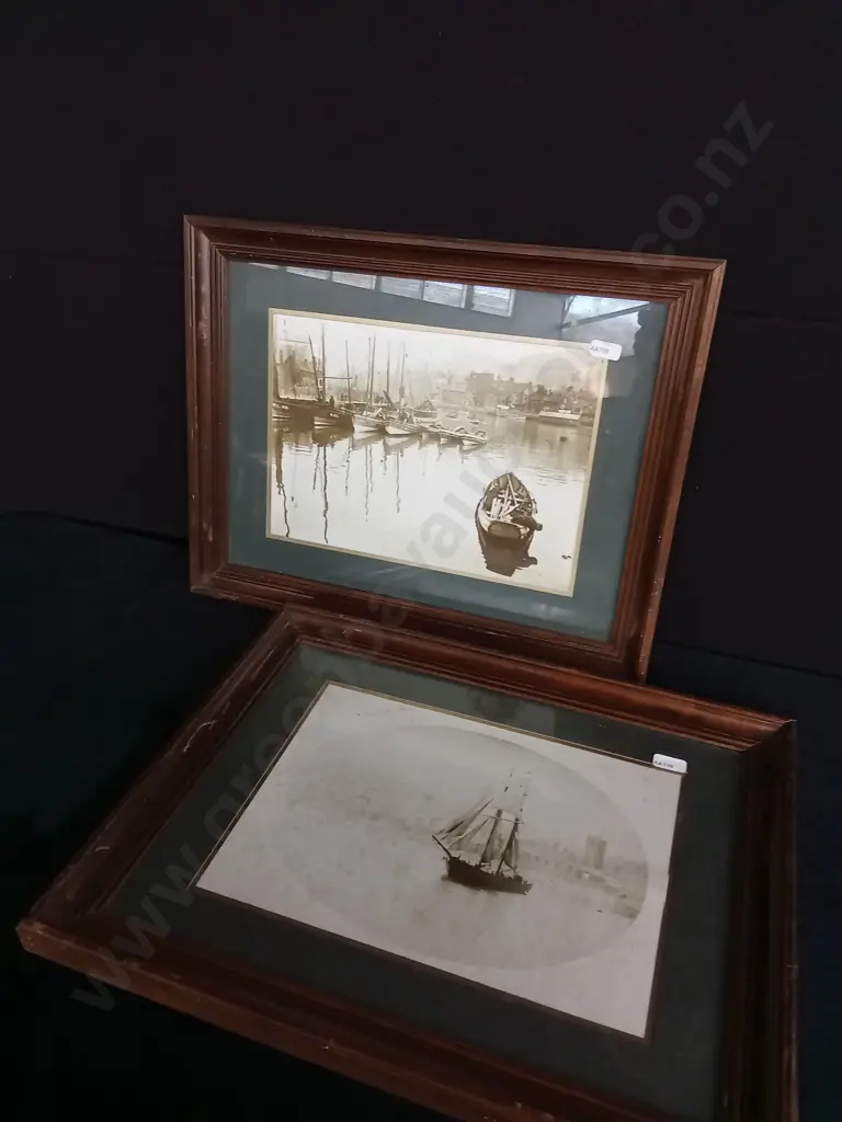 2 FRAMED SEPIA BOAT PRINTS Image 1++