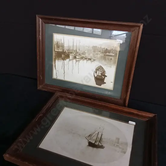 2 FRAMED SEPIA BOAT PRINTS
