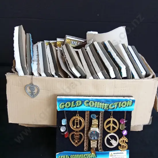 BOX OF COSTUME JEWELLERY FOR VENDING MACHINE