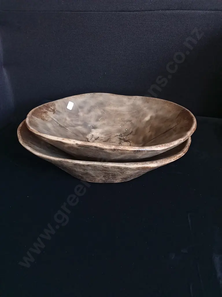 4 PIECES WOODEN BOWLS AND SPIRAL SHELLS Image 1++