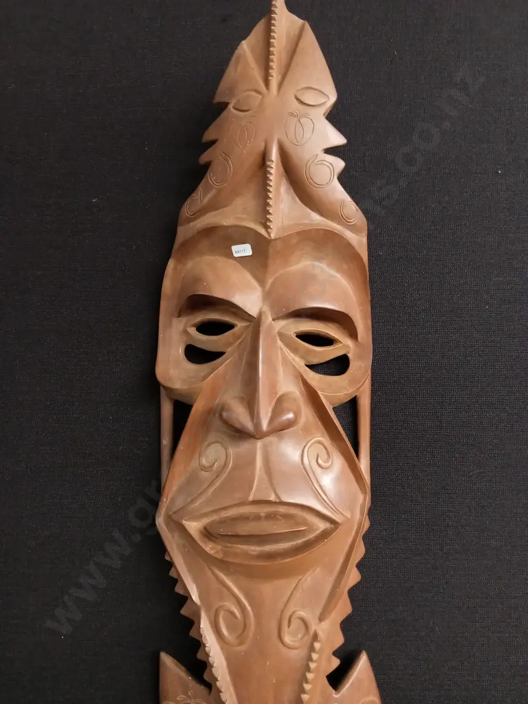DECORATIVE HAND CARVED WOODEN TRIBAL MASK H 1M Image 1++