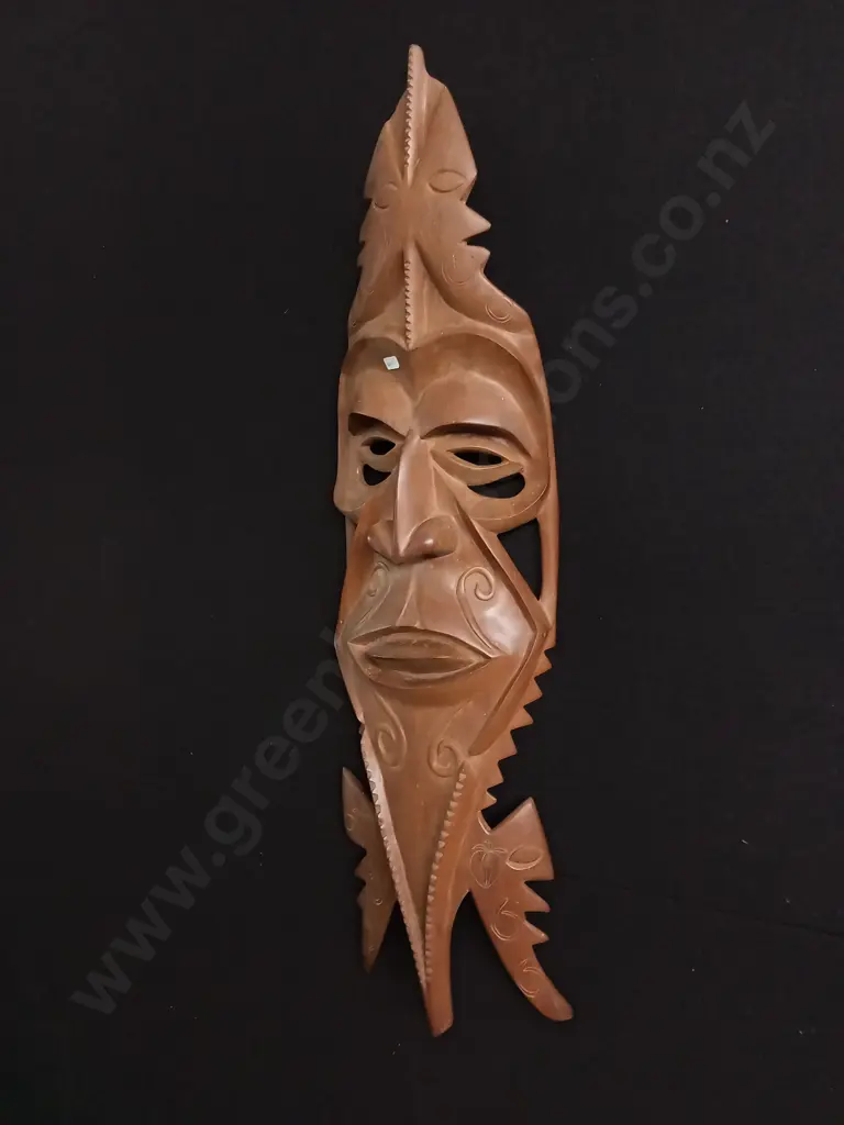 DECORATIVE HAND CARVED WOODEN TRIBAL MASK H 1M Image 1++