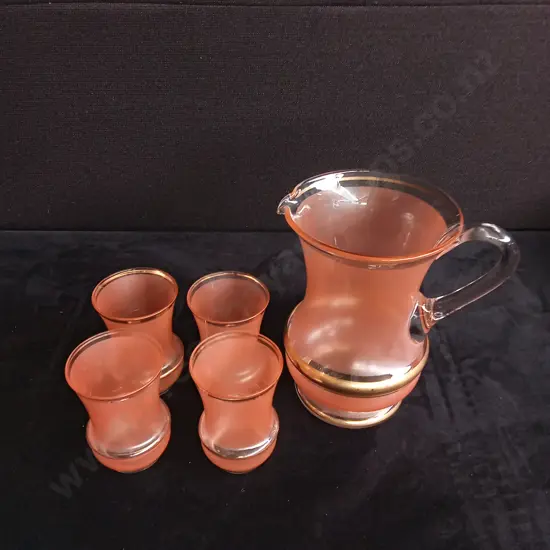 VINTAGE GLASSES AND JUG SET, 5 PIECES