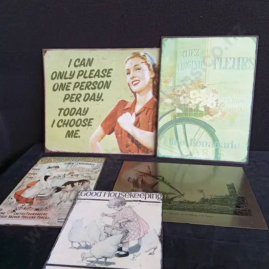 5 PIECES RETRO TIN PRINTS