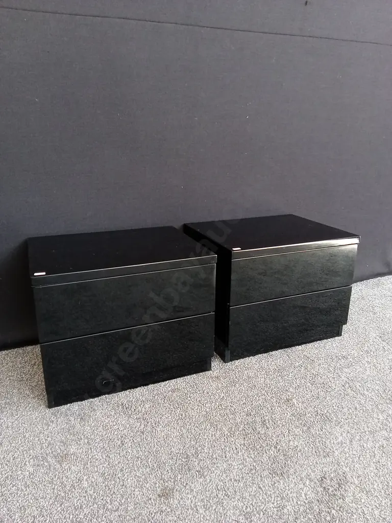 PAIR OF BLACK NIGHT STANDS 40 CM Image 1++