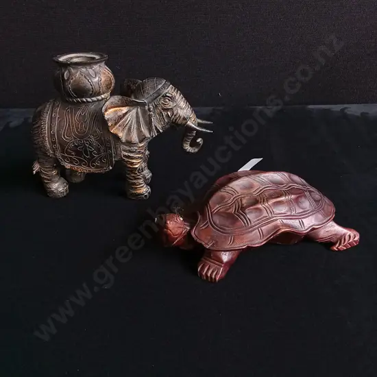 ELEPHANT AND TURTLE FIGURINES