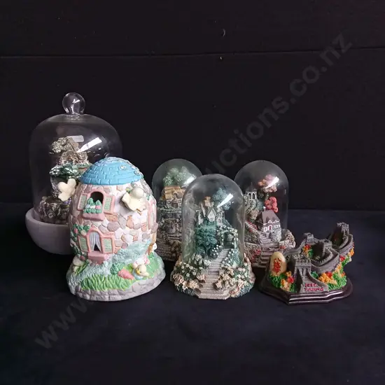 HOUSES IN DOMES AND 2 OTHER ORNAMENTS