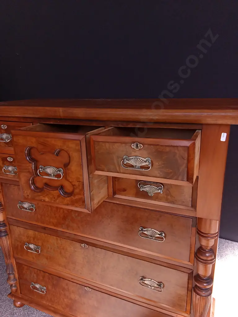 VINTAGE HIGH BOY CHEST OF DRAWERS H 1.22 M X 1.2 W X 47CM D Image 1++