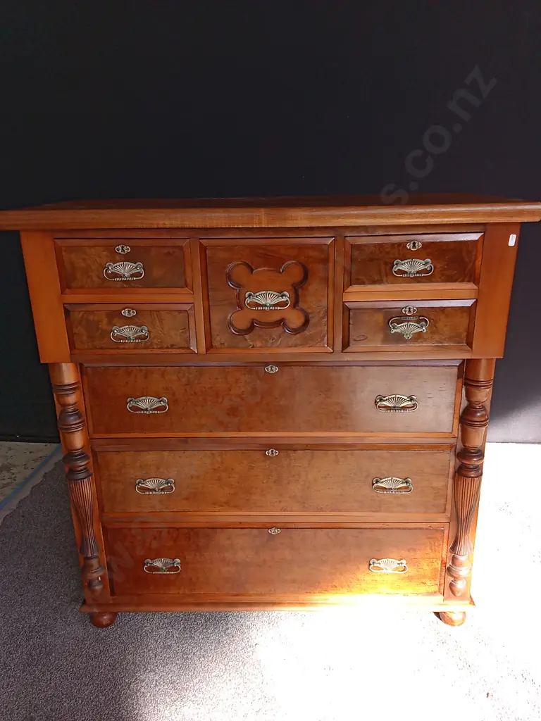 VINTAGE HIGH BOY CHEST OF DRAWERS H 1.22 M X 1.2 W X 47CM D Image 1++