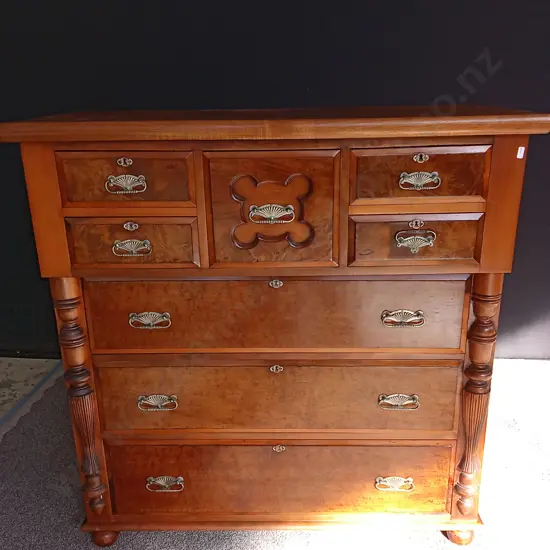 VINTAGE HIGH BOY CHEST OF DRAWERS H 1.22 M X 1.2 W X 47CM D