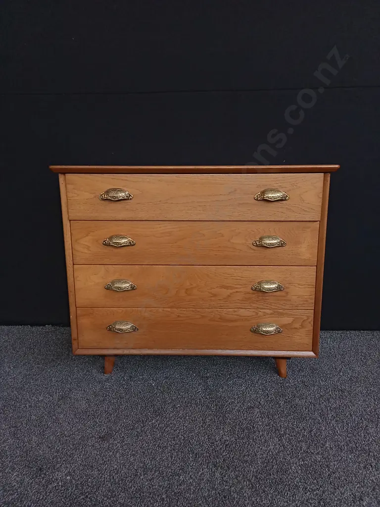 MID CENTURY FOUR DRAWER CHEST H 75CM X 91CM W X 43CM D Image 1++