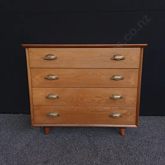 MID CENTURY FOUR DRAWER CHEST H 75CM X 91CM W X 43CM D