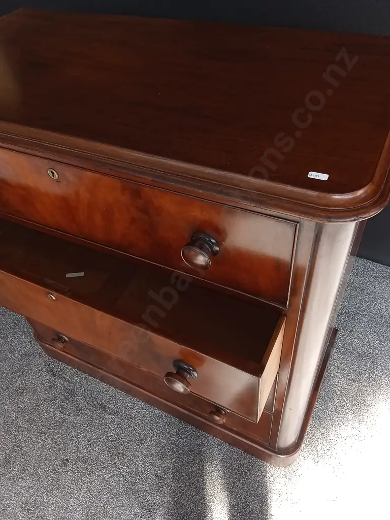 VINTAGE MAHOGANY CHEST OF DRAWERS H 1.1M Image 1++