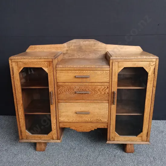 VINTAGE ART DECO OAK CABINET H 93CM X 1.2M W