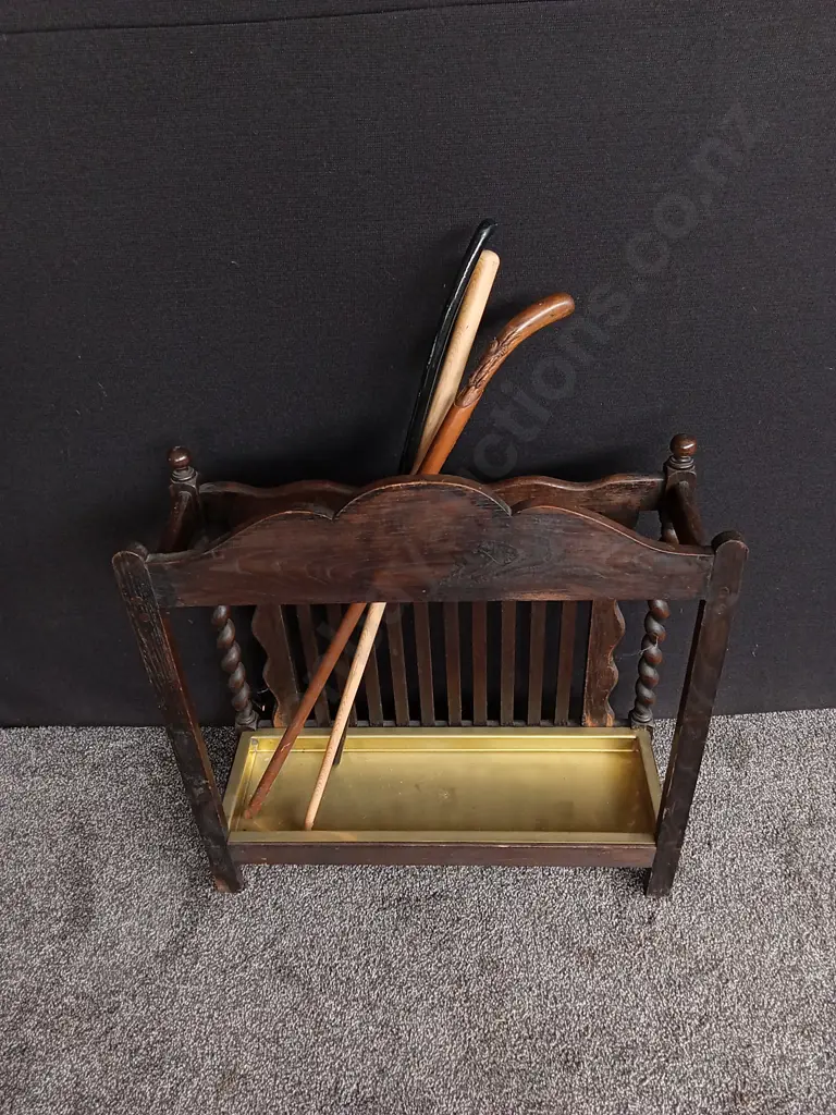 ANTIQUE WOODEN CANTERBURY AND CANES Image 1++
