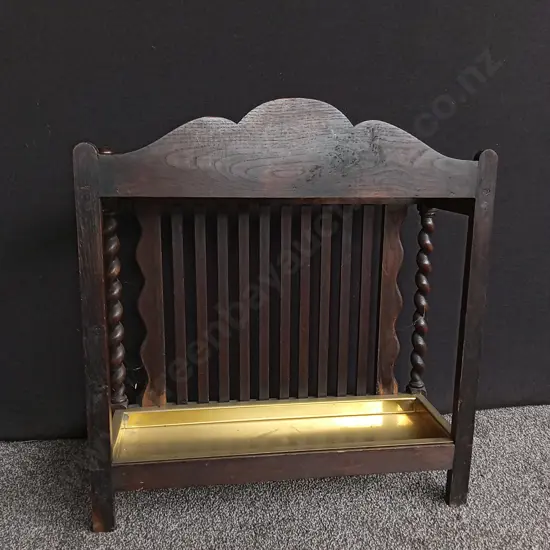 ANTIQUE WOODEN CANTERBURY AND CANES