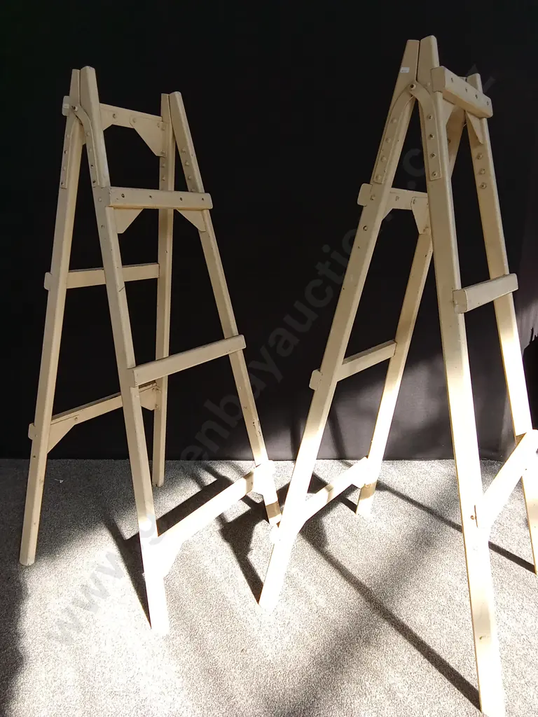 PAIR OF VINTAGE WOODEN TRESTLES Image 1++