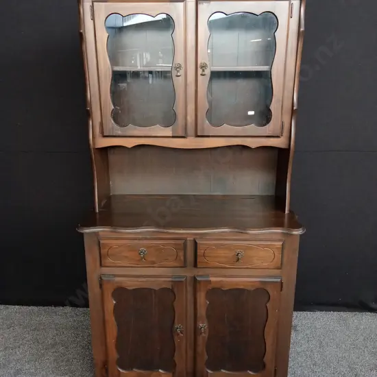 VINTAGE WOODEN CHINA CABINET AND HUTCH H 1.84M X 94CM W