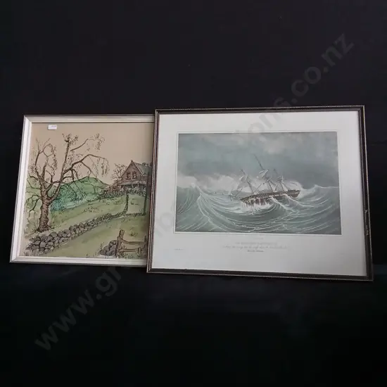 2 PIECES FRAMED ART PRINTS
