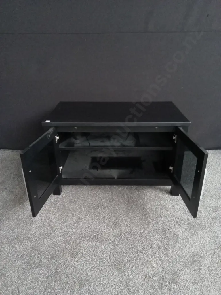 BLACK TV STAND CABINET H 56CM X 90CM W Image 1++