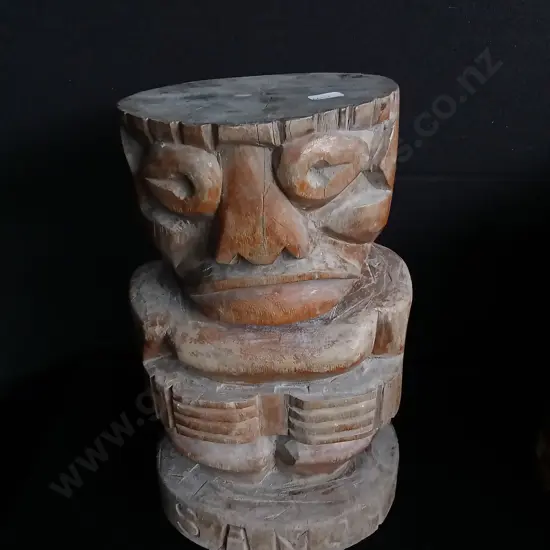 HAND CARVED WOODEN TIKI STATUE/STOOL FROM SAMOA H 48CM