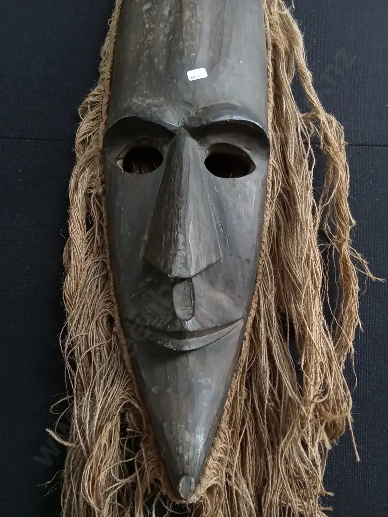 HAND CARVED TRIBAL WOODEN WALL MASK H 1M Image 1++