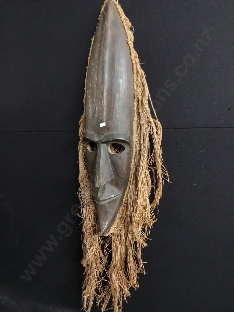 HAND CARVED TRIBAL WOODEN WALL MASK H 1M Image 1++