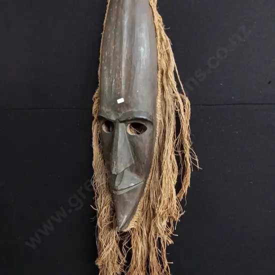 HAND CARVED TRIBAL WOODEN WALL MASK H 1M