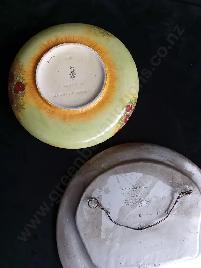 ROYAL DOULTON PORCELAIN BOWL AND W.H. BOSSONS WALL PLAQUE Image 1++