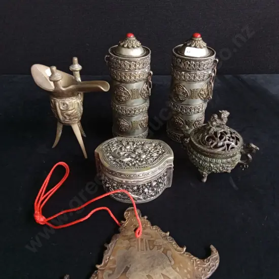 6 DECORATIVE ASIAN METALWORK PIECES