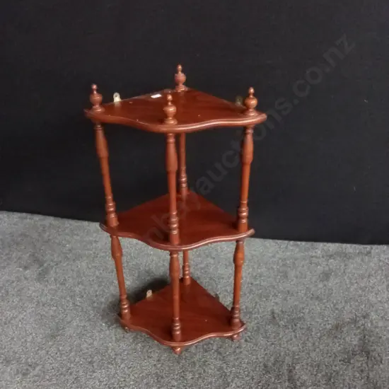VINTAGE WOODEN CORNER WHATNOT SHELF H 83CM