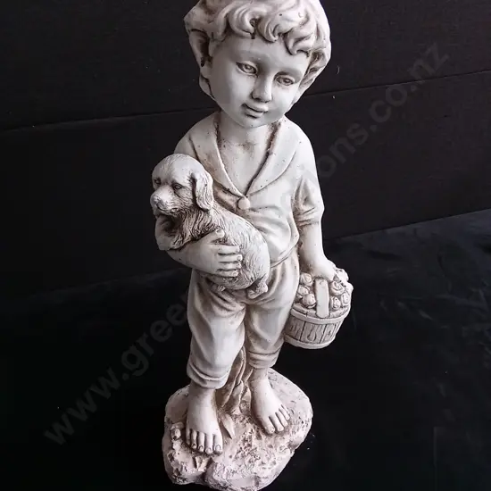 TAKASHO FIGURINE BOY WITH DOG H 50CM BRAND NEW