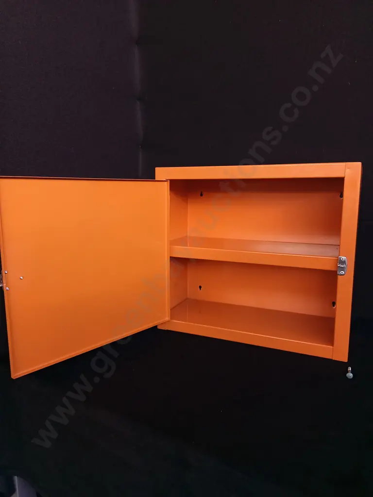 ORANGE METAL TABLE/ STORAGE Image 1++