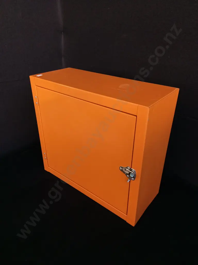 ORANGE METAL TABLE/ STORAGE Image 1++