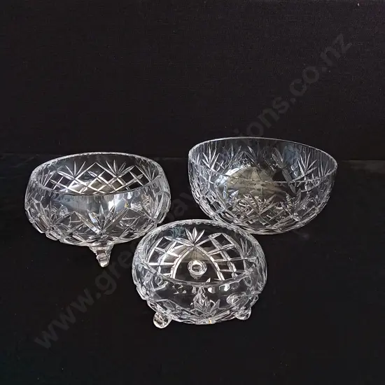 3 VINTAGE GLASS BOWLS