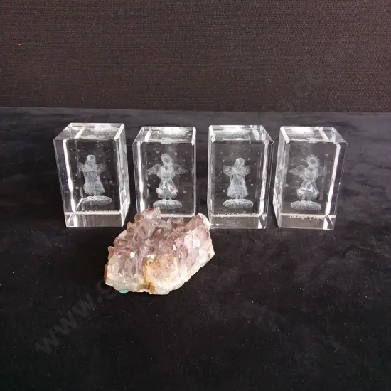 5 PIECES GLASS DECOR AND CRYSTAL
