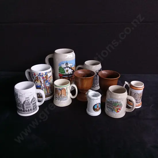 10 PIECES VINTAGE MUGS, CUPS AND BEER JUGS